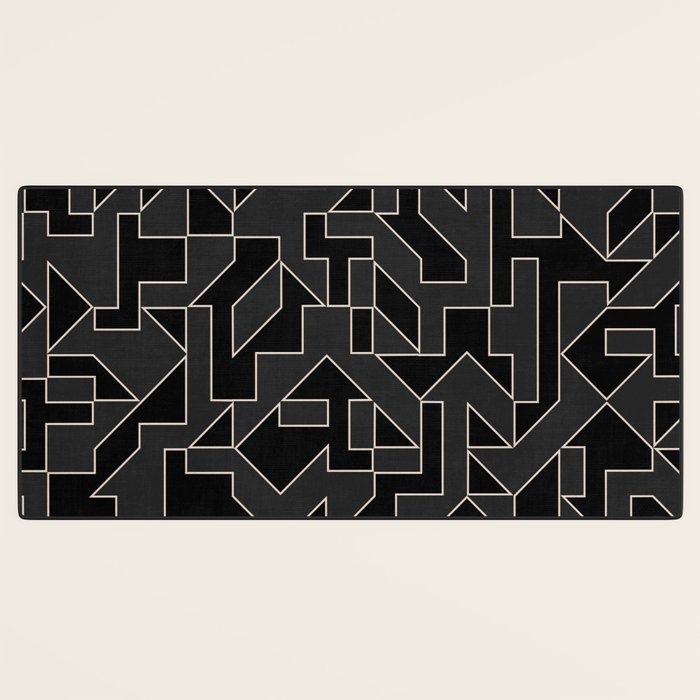 Black and White Geometric Abstract Artwork Desk Mat Gallery Image 3
