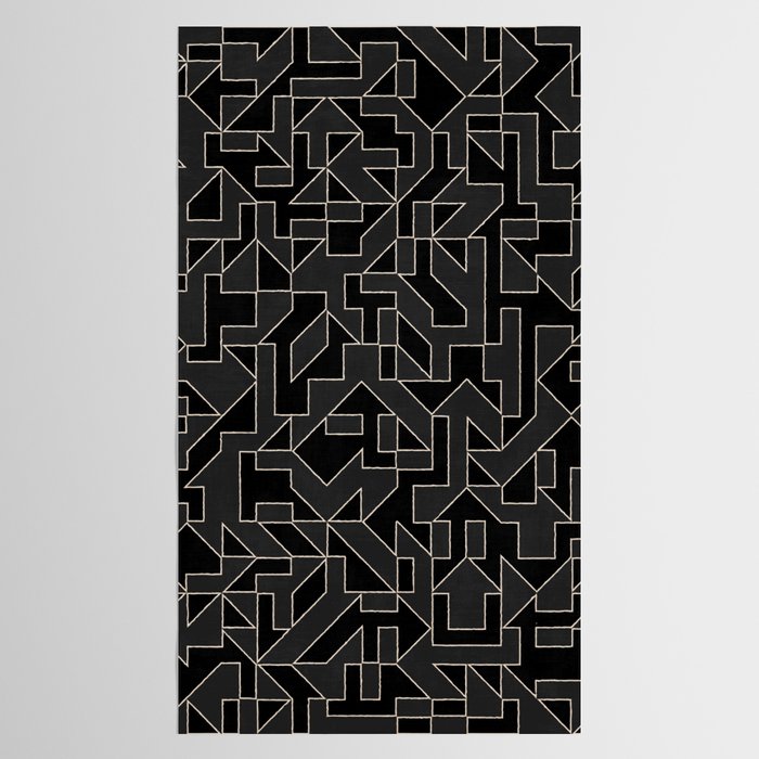 Black and White Geometric Abstract Artwork Tablecloth Gallery Image 2