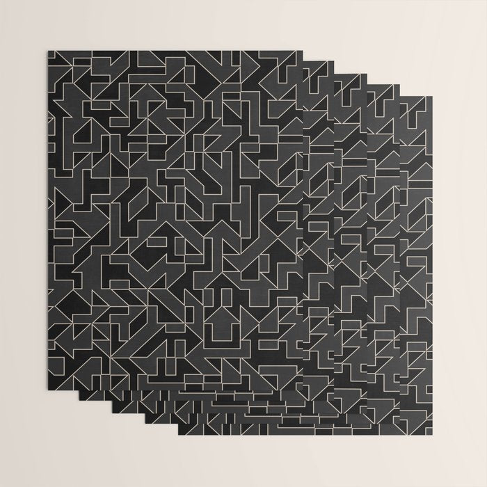 Black and White Geometric Abstract Artwork Wrapping Paper Gallery Image 3