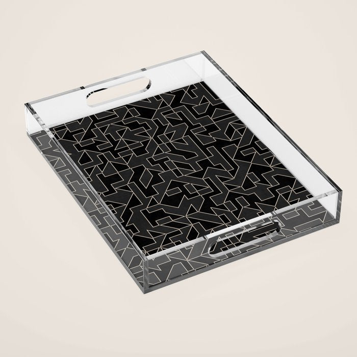 Black and White Geometric Abstract Artwork Acrylic Tray Gallery Image 1