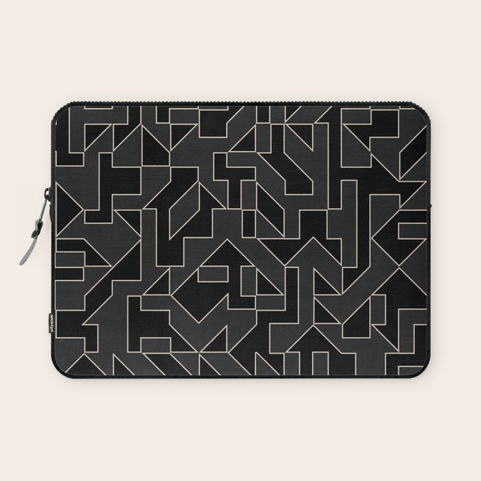 Black and White Geometric Abstract Artwork Laptop Sleeve Gallery Image 1