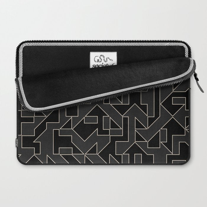 Black and White Geometric Abstract Artwork Laptop Sleeve Gallery Image 2