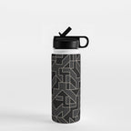 Black and White Geometric Abstract Artwork Water Bottle Gallery Image 1