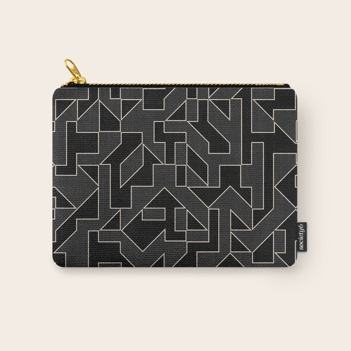 Black and White Geometric Abstract Artwork Carry All Pouch Gallery Image 1