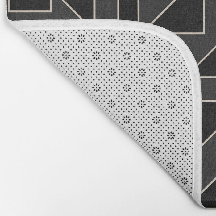 Black and White Geometric Abstract Artwork Bath Mat Gallery Image 2