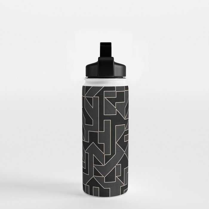 Black and White Geometric Abstract Artwork Water Bottle Gallery Image 2