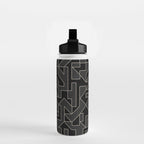 Black and White Geometric Abstract Artwork Water Bottle Gallery Image 2