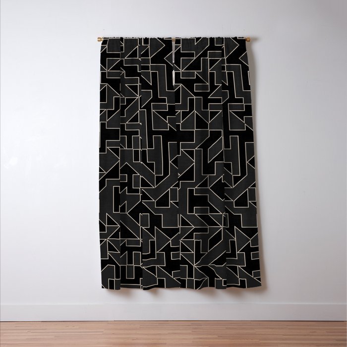 Black and White Geometric Abstract Artwork Window Curtain Gallery Image 3