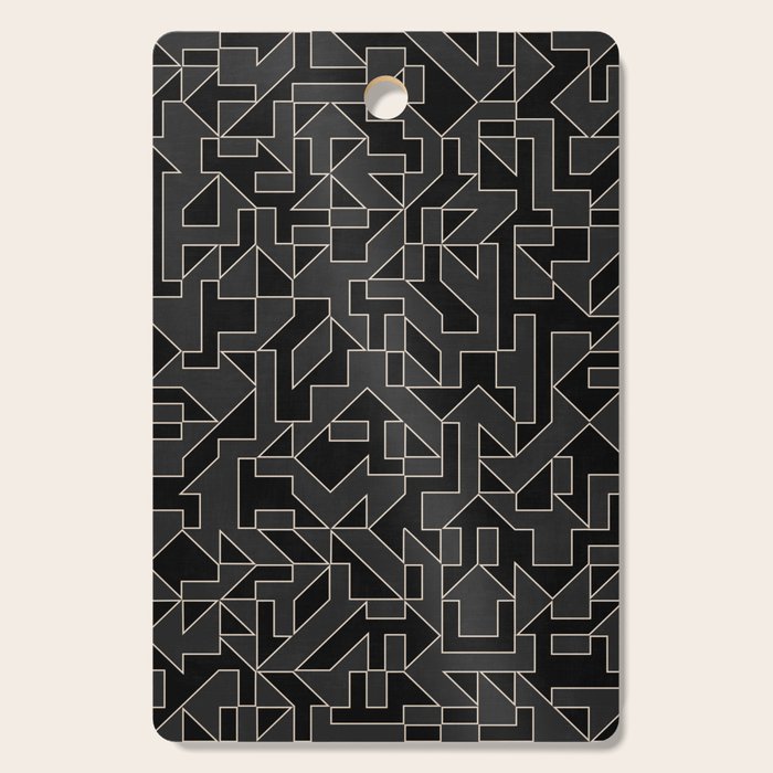Black and White Geometric Abstract Artwork Cutting Board Gallery Image 1