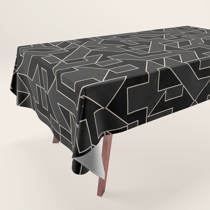 Black and White Geometric Abstract Artwork Tablecloth Gallery Image 1