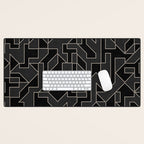 Black and White Geometric Abstract Artwork Desk Mat Gallery Image 1