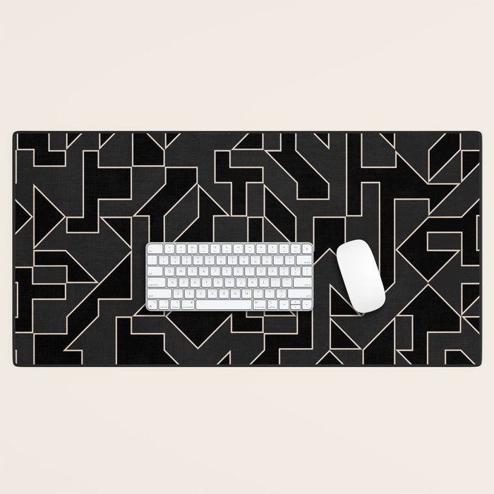 Black and White Geometric Abstract Artwork Desk Mat Gallery Image 1