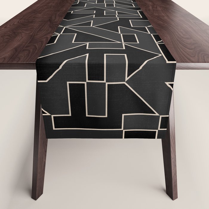 Black and White Geometric Abstract Artwork Table Runner Gallery Image 1