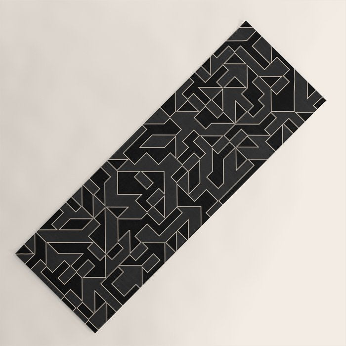 Black and White Geometric Abstract Artwork Yoga Mat Gallery Image 1