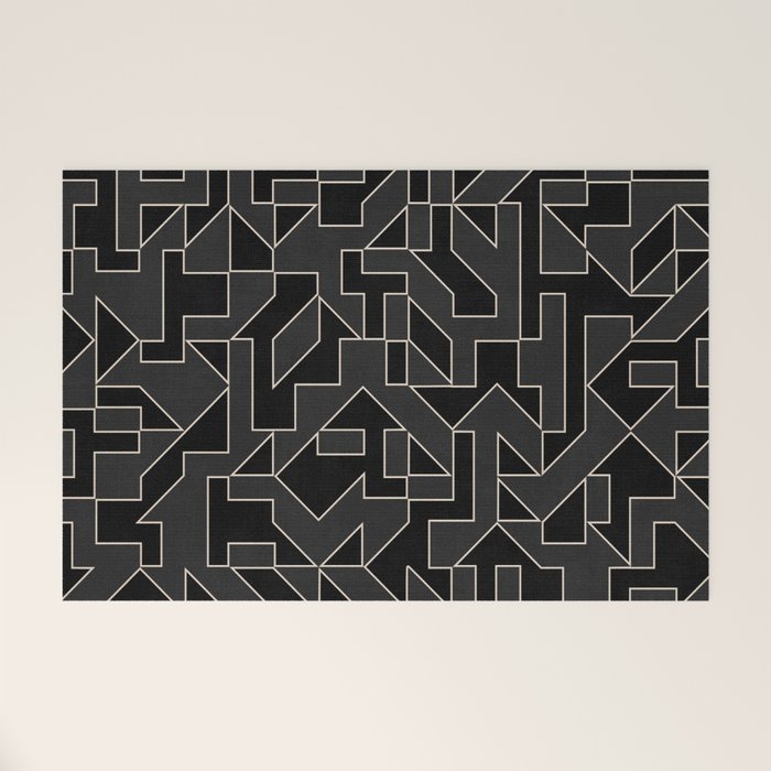 Black and White Geometric Abstract Artwork Welcome Mat Gallery Image 1