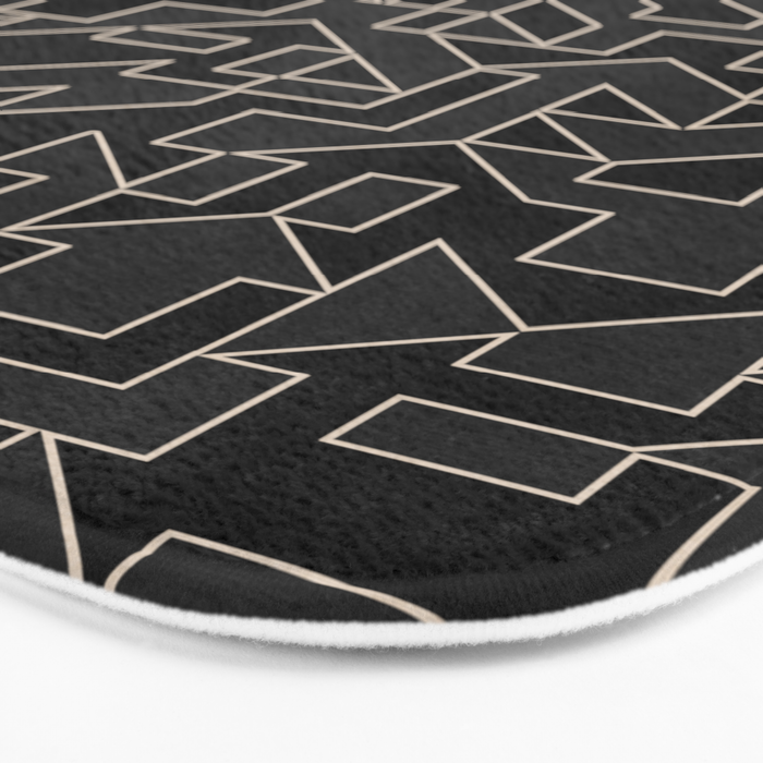 Black and White Geometric Abstract Artwork Bath Mat Gallery Image 3