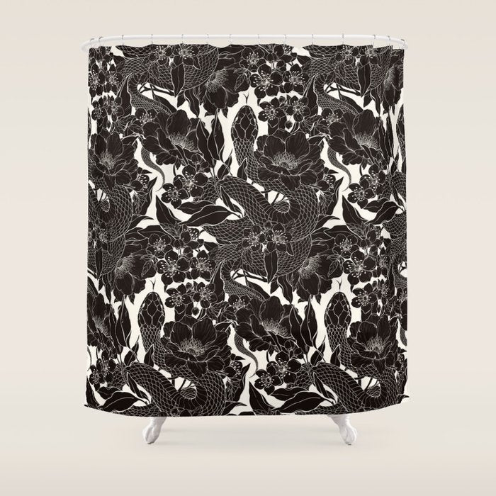 Enchanted Snake Block Print Shower Curtain Gallery Image 1