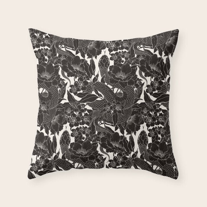 Enchanted Snake Block Print Throw Pillow Gallery Image 1