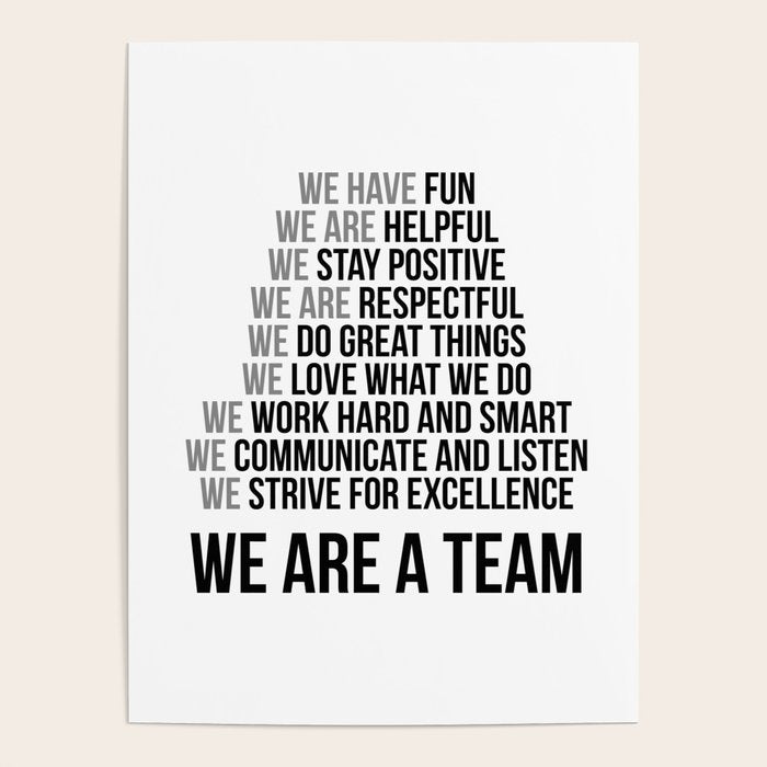 We Are A Team, Teamwok Quotes, Office Decor, Office Wall Art Poster