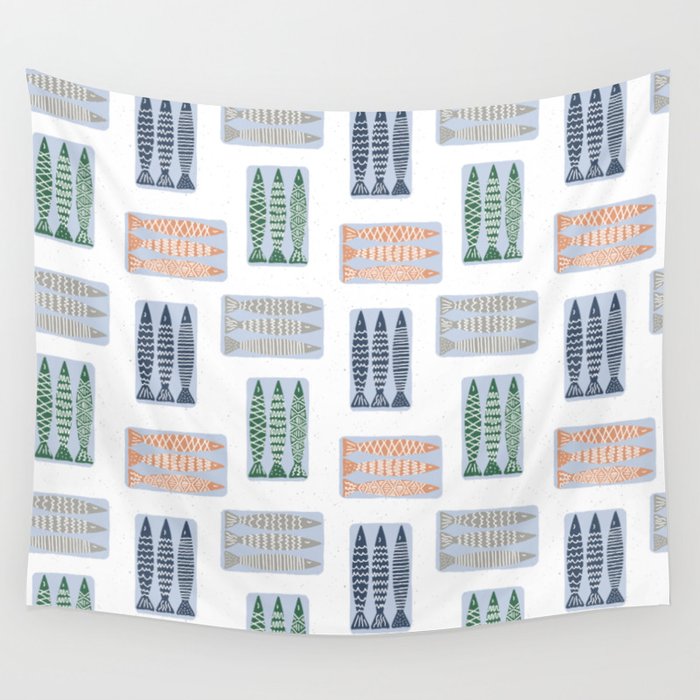 Nautical Tinned Fish Wall Tapestry Gallery Image 1