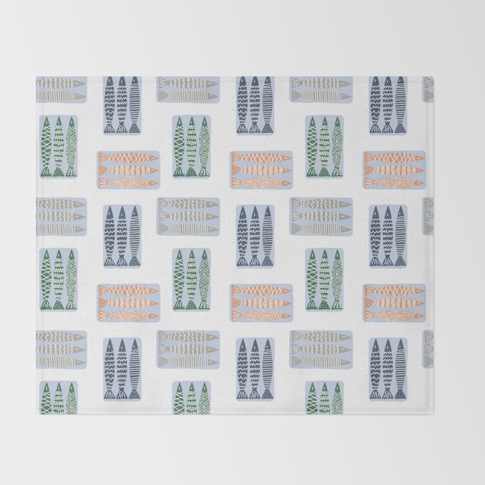 Nautical Tinned Fish Throw Blanket Gallery Image 2