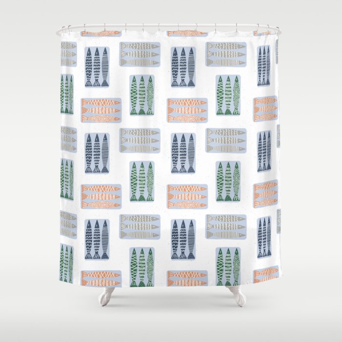 Nautical Tinned Fish Shower Curtain Gallery Image 1