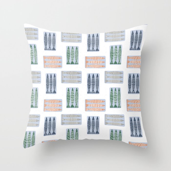 Nautical Tinned Fish Throw Pillow Gallery Image 1