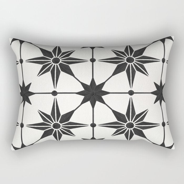 Starburst Mosaic - Black Rectangular Pillow Gallery Image 1
