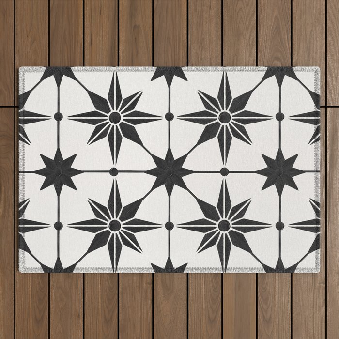 Starburst Mosaic - Black Outdoor Rug Gallery Image 1