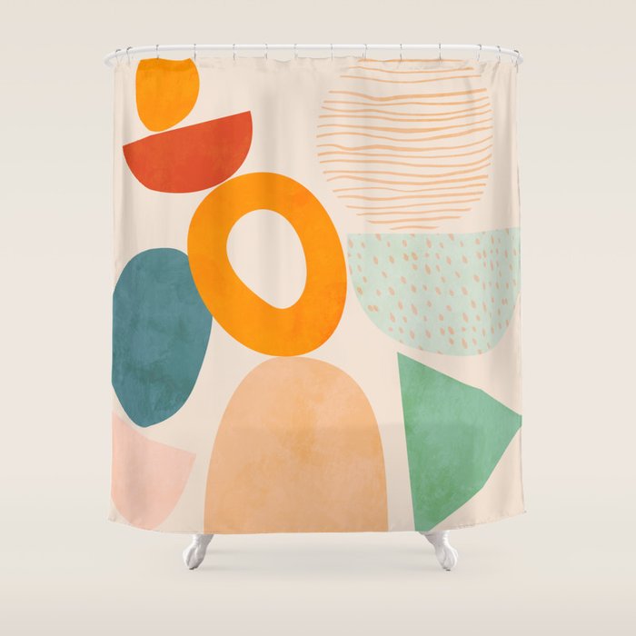 mid century modern abstract design Shower Curtain Gallery Image 1