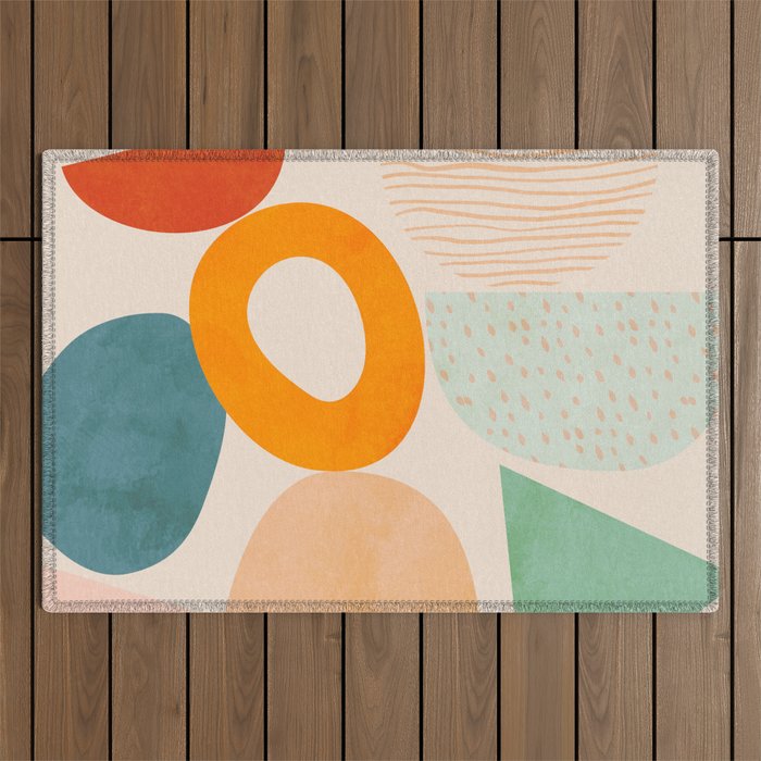 mid century modern abstract design Outdoor Rug Gallery Image 1