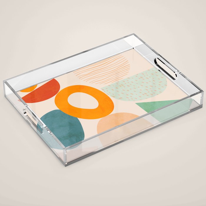 mid century modern abstract design Acrylic Tray Gallery Image 1
