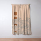 Vintage abstract landscape the great wave ocean sunset moon Window Curtain Gallery Image 3