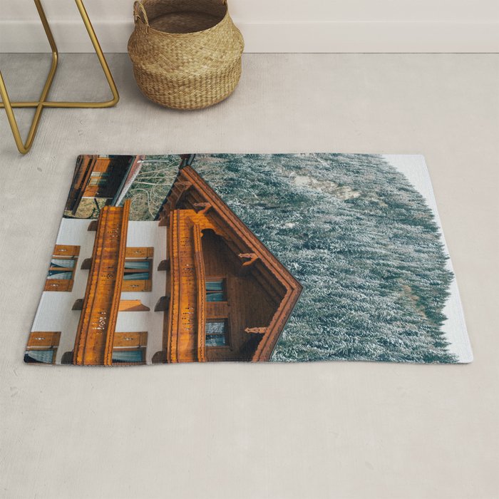 Alpine Architecture - Austria in Winter - Skiing Chalet Photgraphy Rug Gallery Image 1