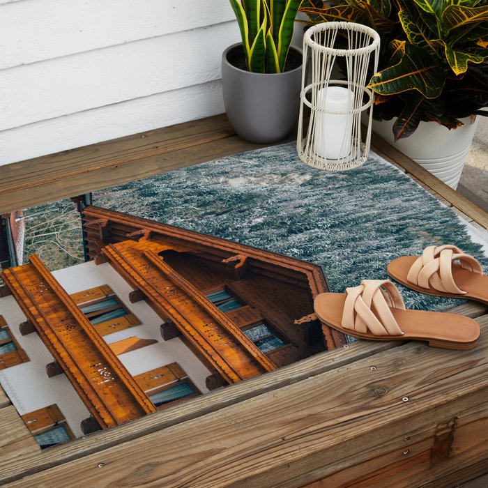 Alpine Architecture - Austria in Winter - Skiing Chalet Photgraphy Outdoor Rug Gallery Image 2