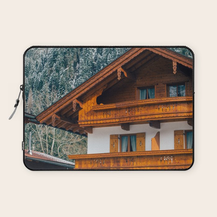 Alpine Architecture - Austria in Winter - Skiing Chalet Photgraphy Laptop Sleeve Gallery Image 1