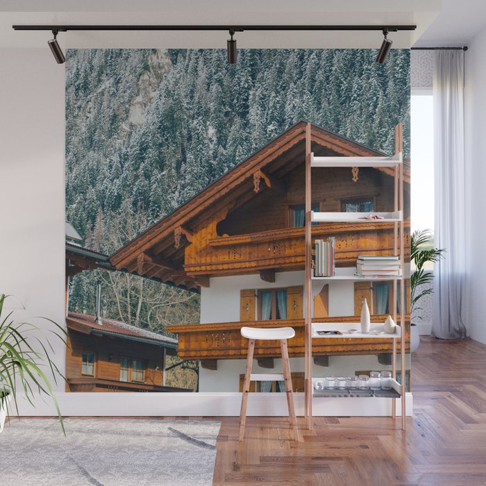 Alpine Architecture - Austria in Winter - Skiing Chalet Photgraphy Wall Mural Gallery Image 1