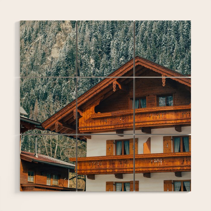 Alpine Architecture - Austria in Winter - Skiing Chalet Photgraphy Wood Wall Art Gallery Image 1