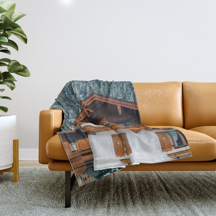 Alpine Architecture - Austria in Winter - Skiing Chalet Photgraphy Throw Blanket Gallery Image 1