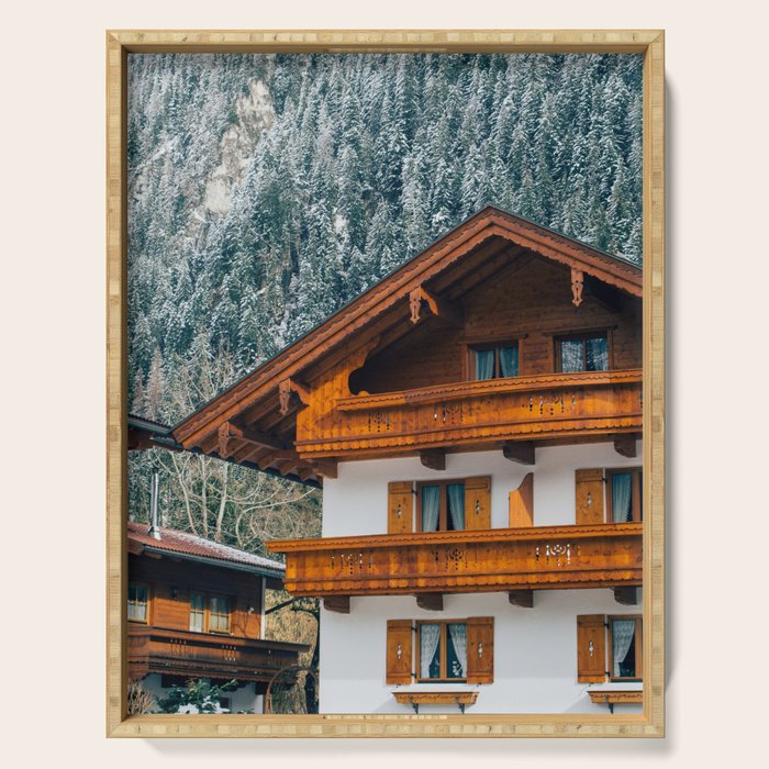 Alpine Architecture - Austria in Winter - Skiing Chalet Photgraphy Serving Tray Gallery Image 1