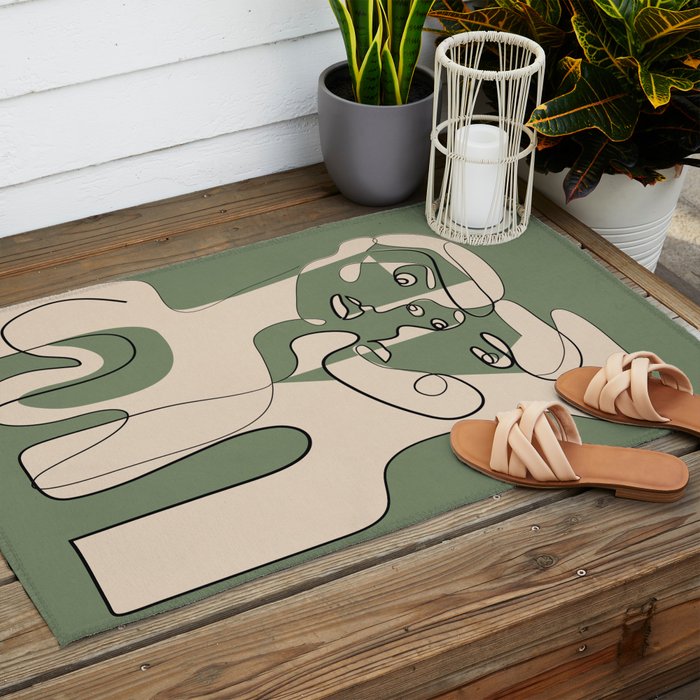Abstract Faces 9 Outdoor Rug Gallery Image 2