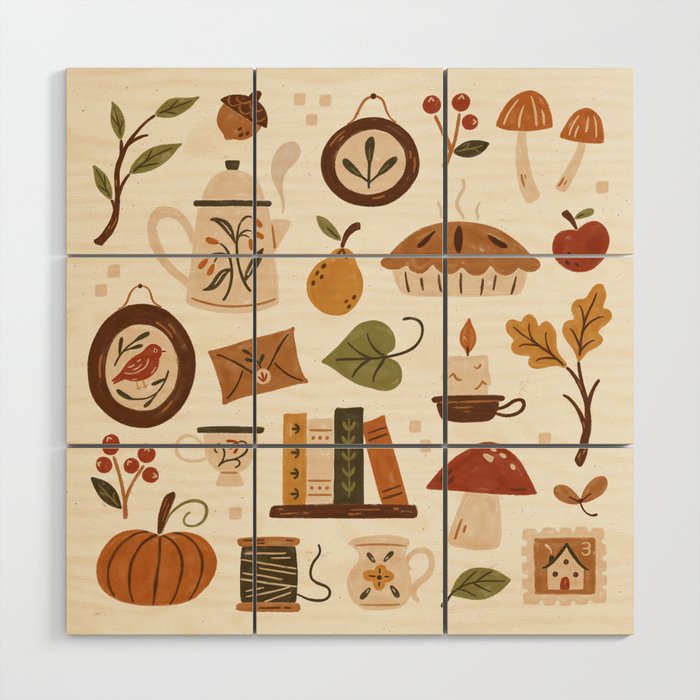 Cozy Vintage Autumn Wood Wall Art Gallery Image 1