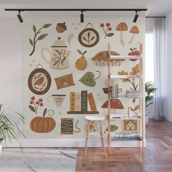 Cozy Vintage Autumn Wall Mural Gallery Image 1