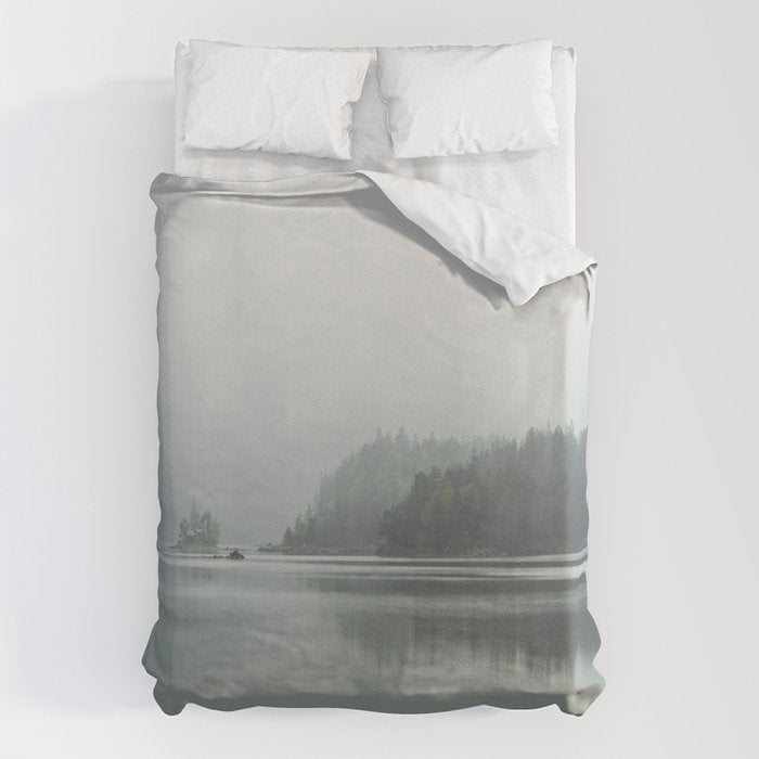 Fog over the Lake - Landscape Photography Duvet Cover Gallery Image 1