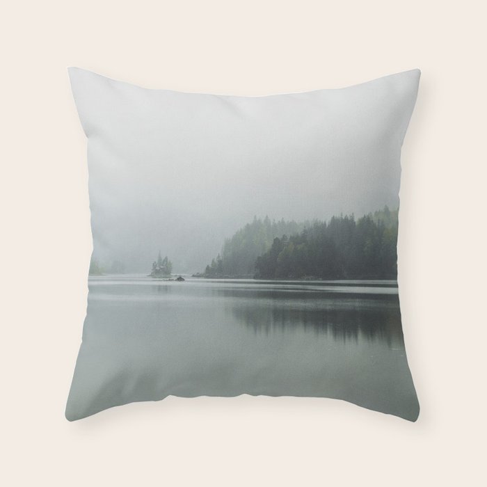 Fog over the Lake - Landscape Photography Throw Pillow Gallery Image 6
