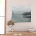 Fog over the Lake - Landscape Photography Wall Tapestry Gallery Image 2