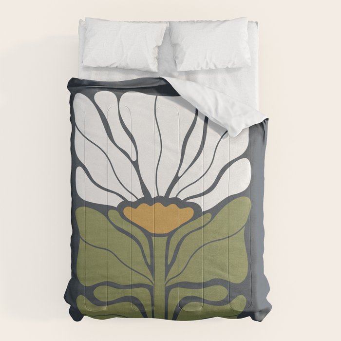Modern Boho Art Nouveau Floral 3.1 ochre green grey Comforter Gallery Image 1