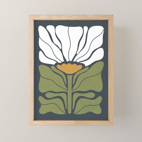 Modern Boho Art Nouveau Floral 3.1 Ochre Green Grey Mini Art Print Gallery Image 1