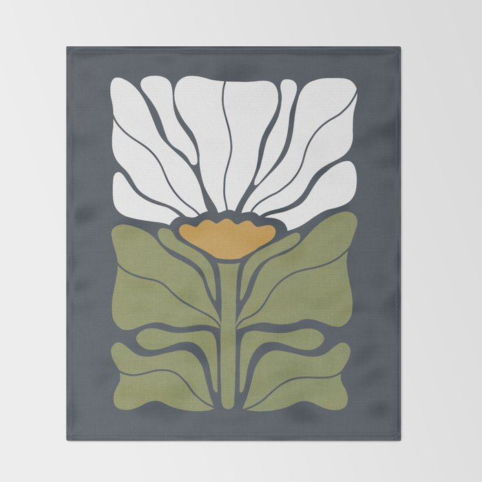 Modern Boho Art Nouveau Floral 3.1 ochre green grey Throw Blanket Gallery Image 2