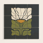 Modern Boho Art Nouveau Floral 3.1 ochre green grey Wood Wall Art Gallery Image 1